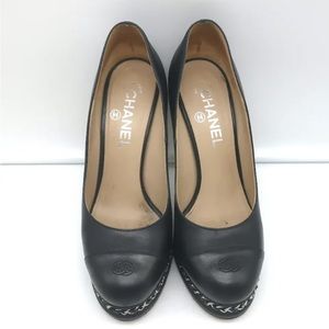 CHANEL 15C CC LOGO Chain Around Platform Pumps Sz 40